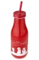 Preview: Trinkflasche rundliche Ecken, mit Trinkhalm und Verschluss, rot "Wintermotiv" 440ml 2 Motive, nicht wählbar  Solange Vorrat!